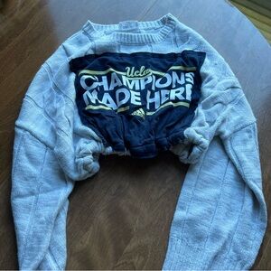 Adidas Navy Crop Top with Gray Sweater 418